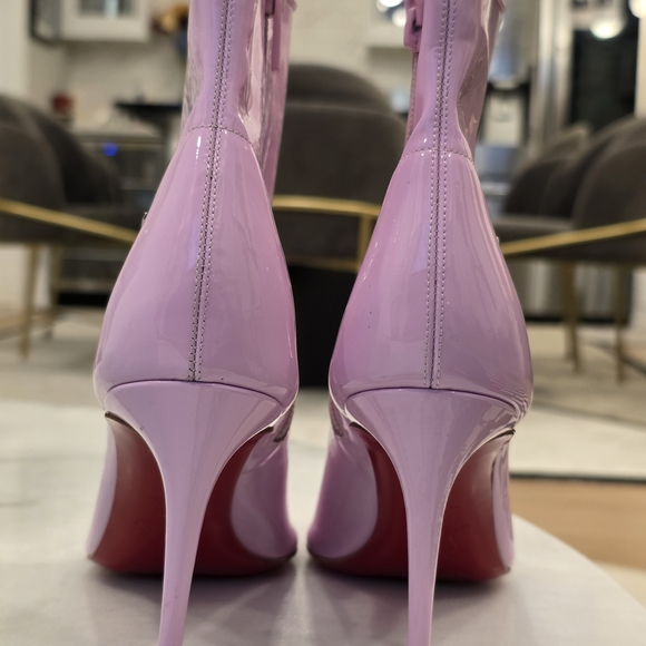 Christian Louboutin Patent Leather Lilac 100mm Heeled Boots - Picture 2 of 7